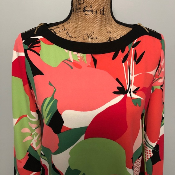 Rafaella Long Sleeve Floral Print Top Size Medium - Picture 2 of 9